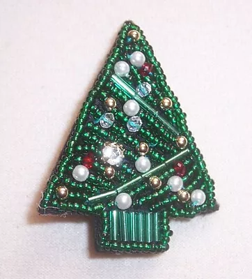 Vintage   ''  Drcorated   Seedbead Christmas Tree  ''   Brooch  Pin • $5