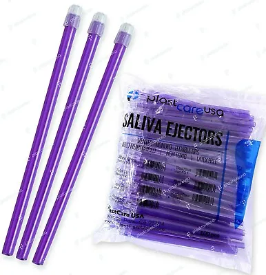 100 (1 Bag) Purple Clear Dental Saliva Ejectors Ejector Disposable Suction Tips • $9.99