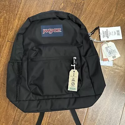 NWT JanSport Cross Town Backpack Travel Work Bookbag Water Bottle Pocket-Black • $24.99