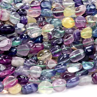 Natural Rainbow Fluorite Gemstone Pebble Nugget 8-10MM 10-12MM Beads (D467) • $3.79