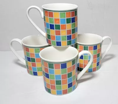 Retired Set 4 Villeroy & Boch Twist Alea Limone Multicolor Tea Coffee Mugs Cups • $42.99