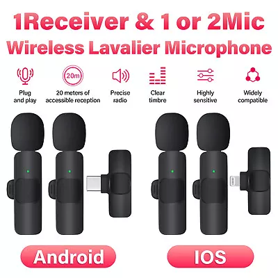 Lavalier Microphone Wireless Audio Video Recording Mini Mic For Iphone Android • $12.11