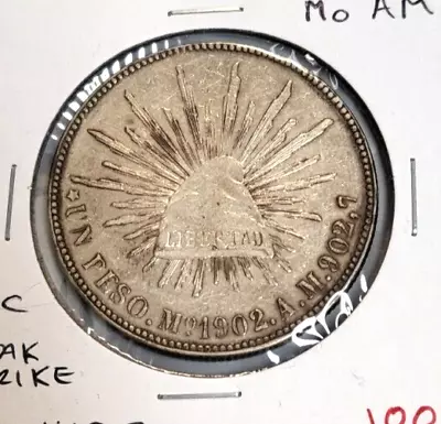 1902 Mo AM Un Peso Unc Mexico Silver Coin A589 • $80