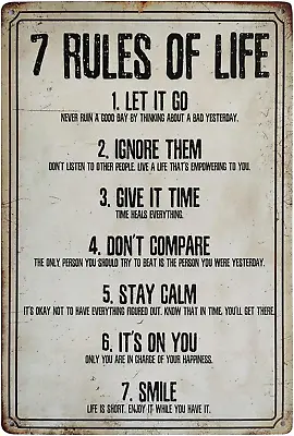 7 Rules Of Life Vintage Metal Sign Inspirational Quote Signs Country Home Decor  • $8.99