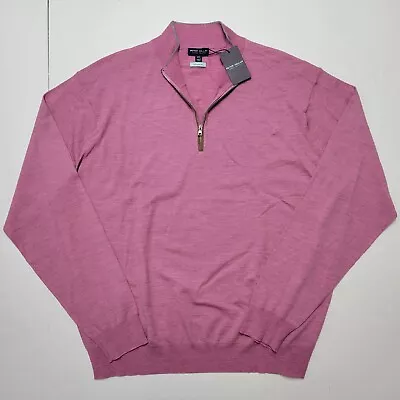 PETER MILLAR CROWN CRAFTED Men's 2XL Rosewood Quarter Zip Merino Wool Sweater • $102