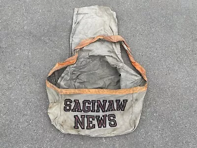 Vintage SAGINAW NEWS Newspaper CANVAS DELIVERY BAG Paperboy MICHIGAN News Paper • $130.50