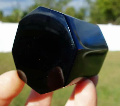 Black OBSIDIAN OCTAGON Scrying Mirror Tarot Crystal True Mexico Volcanic Glass • $82