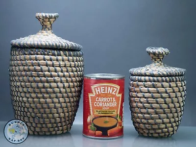 Set Of 2 Ikea Asunden Seagrass Lidded Small Storage Baskets • £23.50