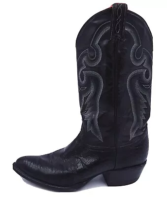 Tony Lama 8571 Men's 9 D Black Lizard Leather Point Toe Western Cowboy Boots • $47.90