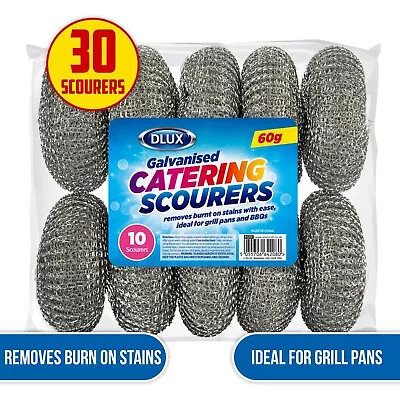 Galvanised Catering Scourers High Quality Scrub | Oven Grill Pans BBQs 10/20/30 • £25.95