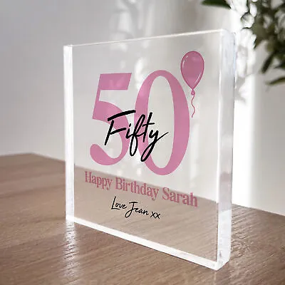 PERSONALISED 50th Birthday Gifts For Mum Nan Auntie Best Friend Clear Block  • £9.99