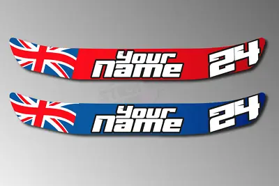  2 X Custom Name Number British Flag Helmet Visor Sunstrip Sticker Decal - 300mm • £13.13