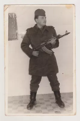 Affectionate Handsome Young Man Rifle Gun Soldier Snapshot Uniform Military Phot • $8.99