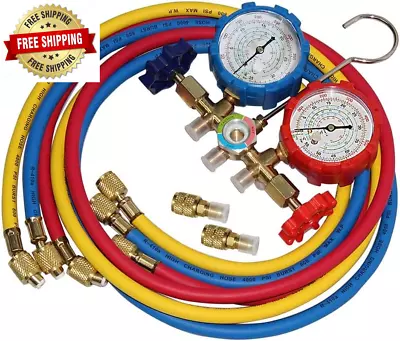 5FT AC Diagnostic Manifold Freon Gauge Set For R410A R404A R22 R134A R12 R22 Air • $55.47