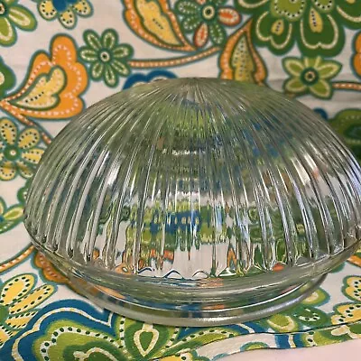 Glass Ceiling Light Cover Dome Diffuser 9.75x5” Grooved 7.75” Fitter • $23.99