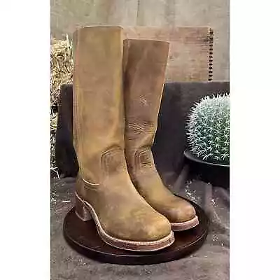 Frye Women - Size 8M - Tan Square Toe Campus Cowboy Boots Style 277001 • $231