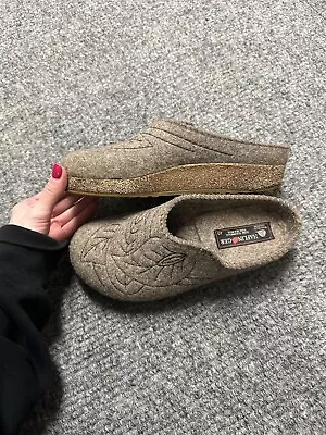 Haflinger Wool Beige Tan Nature Leaf Slip On Clog Shoe Womens Sz40 US 9 • $34.99