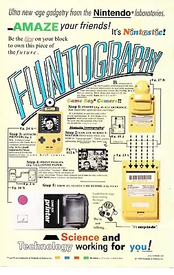 1998 NINTENDO GAME BOY CAMERA & PRINTER FUNTOGRAPHY Video Game PRINT AD ART • £11.10