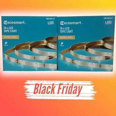 Lot Of 2 EcoSmart 16 Ft  Indoor Neutral White LED Strip Light • $20