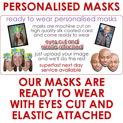 1 Personalised Party Card Face Masks. Elastic Attached Eyes Cut - Ready To Wear • £4.50