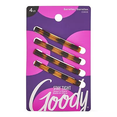 Goody Hair Barrettes Clips - 4 Count Mock Tort - Slideproof And Lock-In Place.. • $5.70