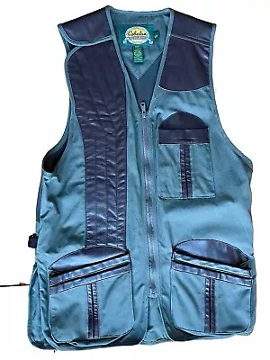 Vtg Cabela's Hunting Vest/Shooting Jacket Canvas Leather Mens L Reg Gently Used • $20
