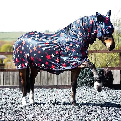 £32.39 • Buy Horse Rug Pony Fly Sheet Lite Combo Belly Tail Cover Mask White Red Star