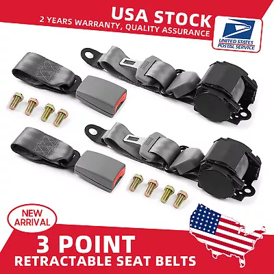 2 Universal 3 Point Retractable Gray Seat Belts For Isuzu VehiCROSS 1999-2001 • $42.99