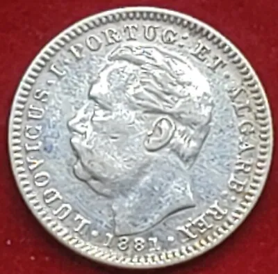 ◇MintSF◇1881-Meia (1/2) Rupia India-Portuguese Silver Luis I. About Uncirc. • $104.99