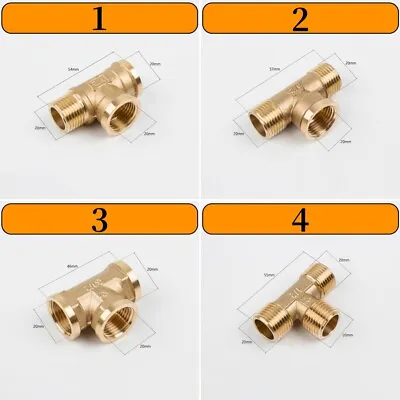 Brass 3-Way G1/2 T-Adapter Connector Tap Shower Valve Bathroom Pipe Fitting • £5.75