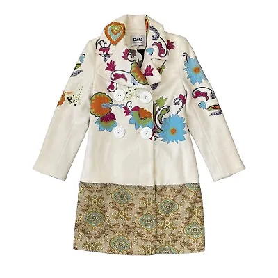 Vintage Dolce Gabbana Wool Coat Flower Graphic Size S • $209.81