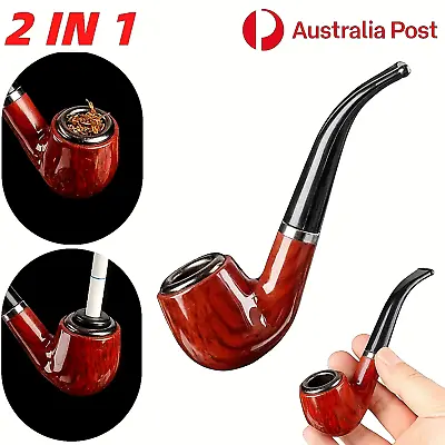 2IN1 Tobacco Pipe Double Filter Cigarettes Vintage Wooden Smoking Pipes Washable • $15.63