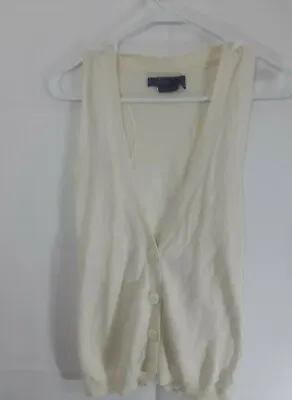 Miley Cyrus Women's Juniors Size Small Cream Button Down Sleeveless Sweater Vest • $6.94