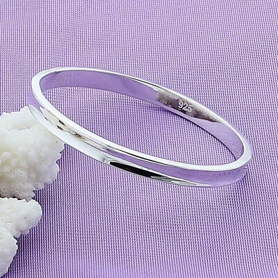 925 Sterling Silver Smooth Round Circle Bangles Bracelet Women Silver Bangle • $4.51