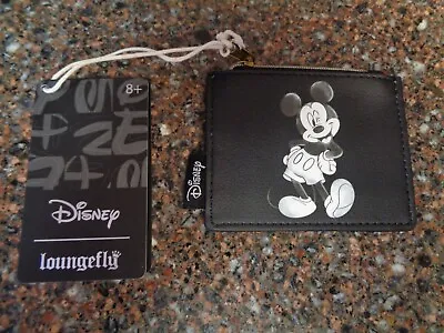 Loungefly Disney Mickey Mouse Black & White Icon Cardholder Zipper ID Wallet New • $20.99