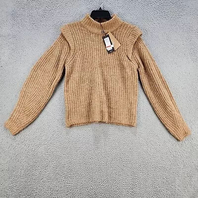 VERO MODA Pekan Ribbed-Knit Sweater Women's M Tobacco Brown Mock Neck Pullover~ • $15.37