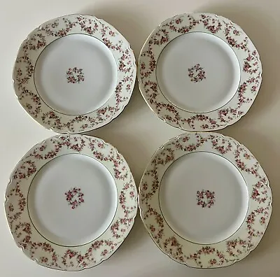 4 Victoria China Czechoslovakia Plates White Cream Border W/Roses Gold Rim 9.75  • $99.99