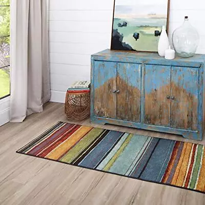 Rainbow Stripe 2' X 5' Area Rug - Multicolor - Perfect For Living Room Dinin... • $29.34