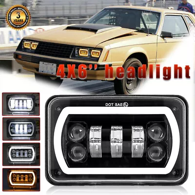 DOT 4 X6  Halo DRL Beam LED Headlights High-Low Fit For Ford Mustang 1979-1986 • $38.89