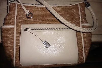 Brighton Shoulder Bag Straw/leather Ivory Excellent Condition • $19.99