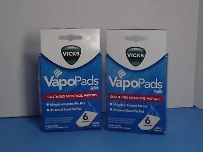 2 Boxes Vicks VapoPads Refills 6 Scent Pads Each Box VSP-19 Menthol Vapors (U) • $19.99