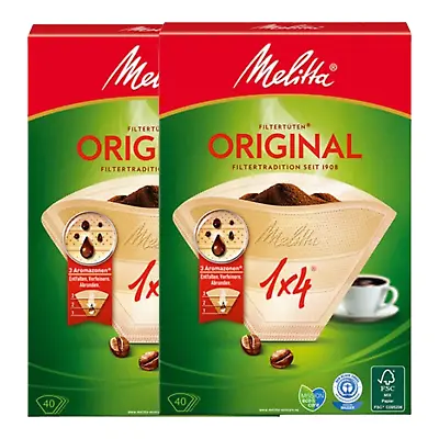 2 Packs Of Melitta 40 Coffee Filter Papers (80 Papers) Size No 4 • £3.99