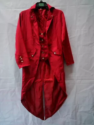 Men's Red Costume Tailcoat Waist Coat Showman / Steampunk / Victorian Size L • $16.99