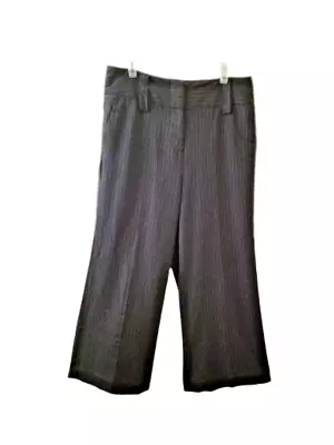 VERTIGO PARIS Womens Charcoal Gray Pinstripe Pants Sz 12 Wide Leg Dress Casual • $46.85