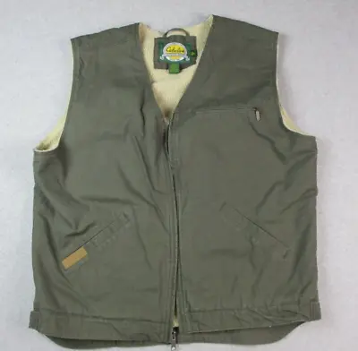 Cabela's Vest Men Size XL Canvas Sherpa Lined Work Jacket Olive Green #980087 • $31.99