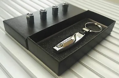 Mazda Solid Metal Chrome Key Ring Key Chain Fob + Tyre Valve Dust Caps Gift Box • $14.91