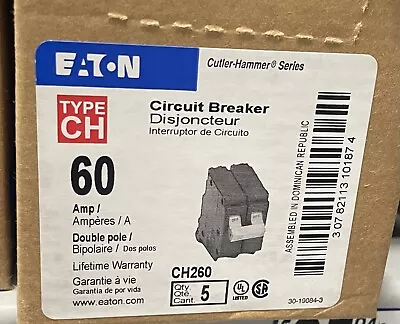 Authentic Eaton CH260  Type CH Circuit Breaker 2-Pole 60 Amp FREE SHIPPING FAST • $47.71