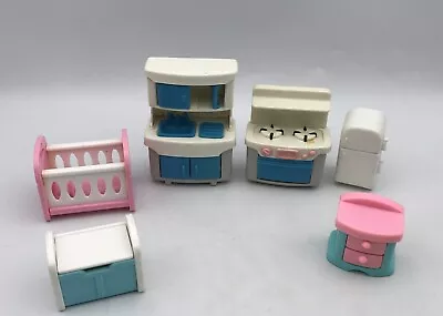 Vintage Toys R Us MY SWEET HOME Miniature Dollhouse Furniture Lot Kitchen & Baby • $12.99