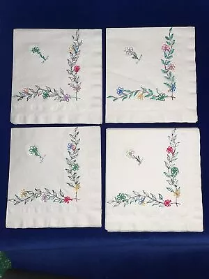 Vintage Hand Embroidered And Hand Painted Napkin Set Of 12 Paper Napkins • $9.99