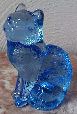 Kimberlite Blue Solid Glass Sitting Cat Kitty Kitten - Mosser USA • $32.99